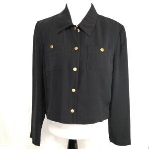 LIZ CLAIBORNE Black Cropped Top Shirt Size 14